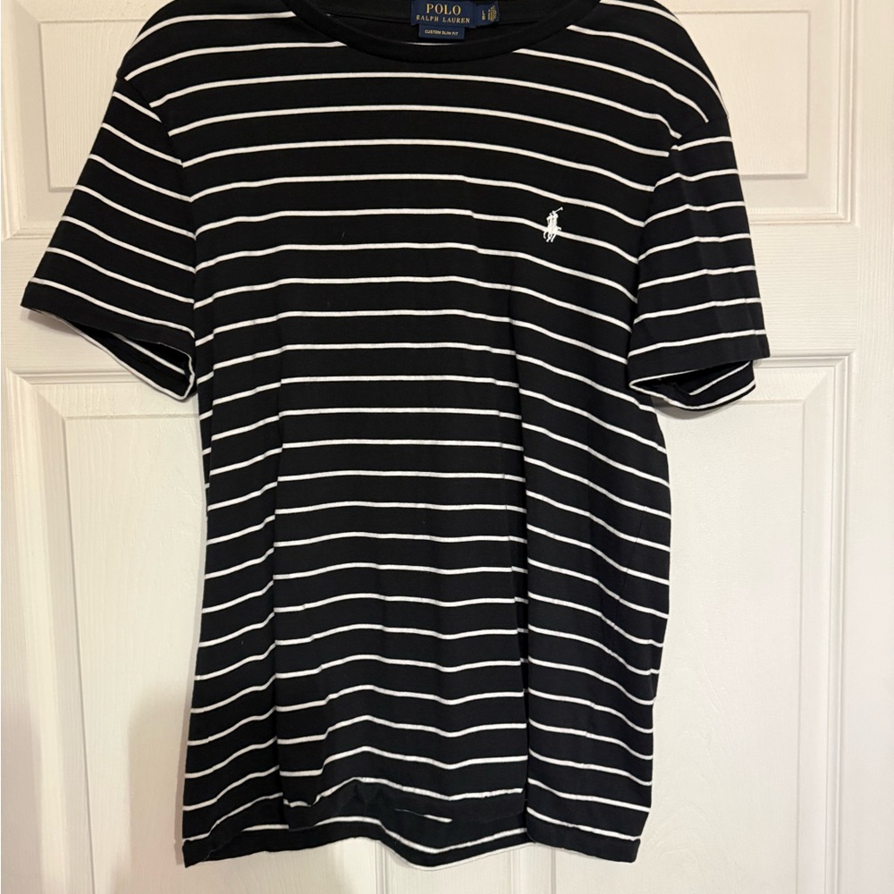 Polo by Ralph Lauren Black & White Striped Crew Tee